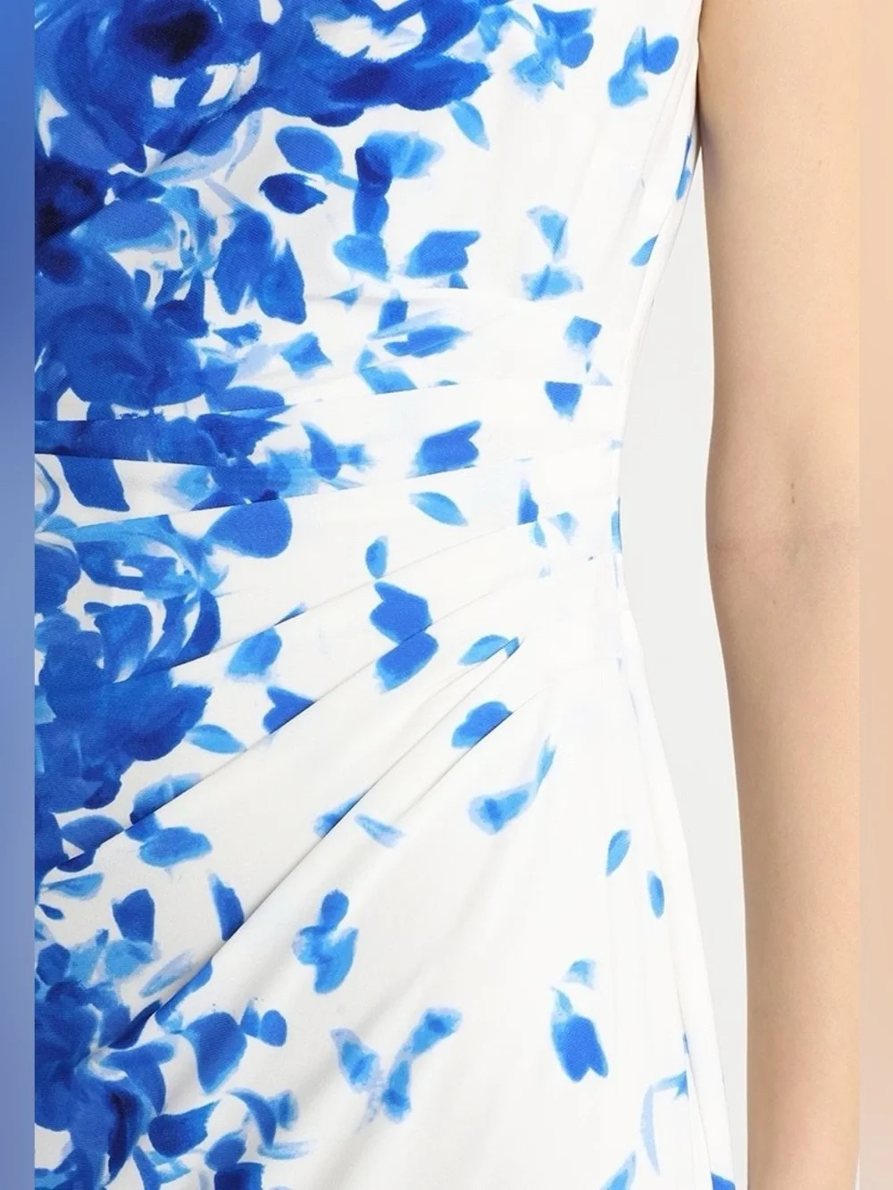 LAUREN RALPH LAUREN NOVELLINA BLUE WHITE FLORAL PRINT DRESS SZ 16 - Picture 5 of 11